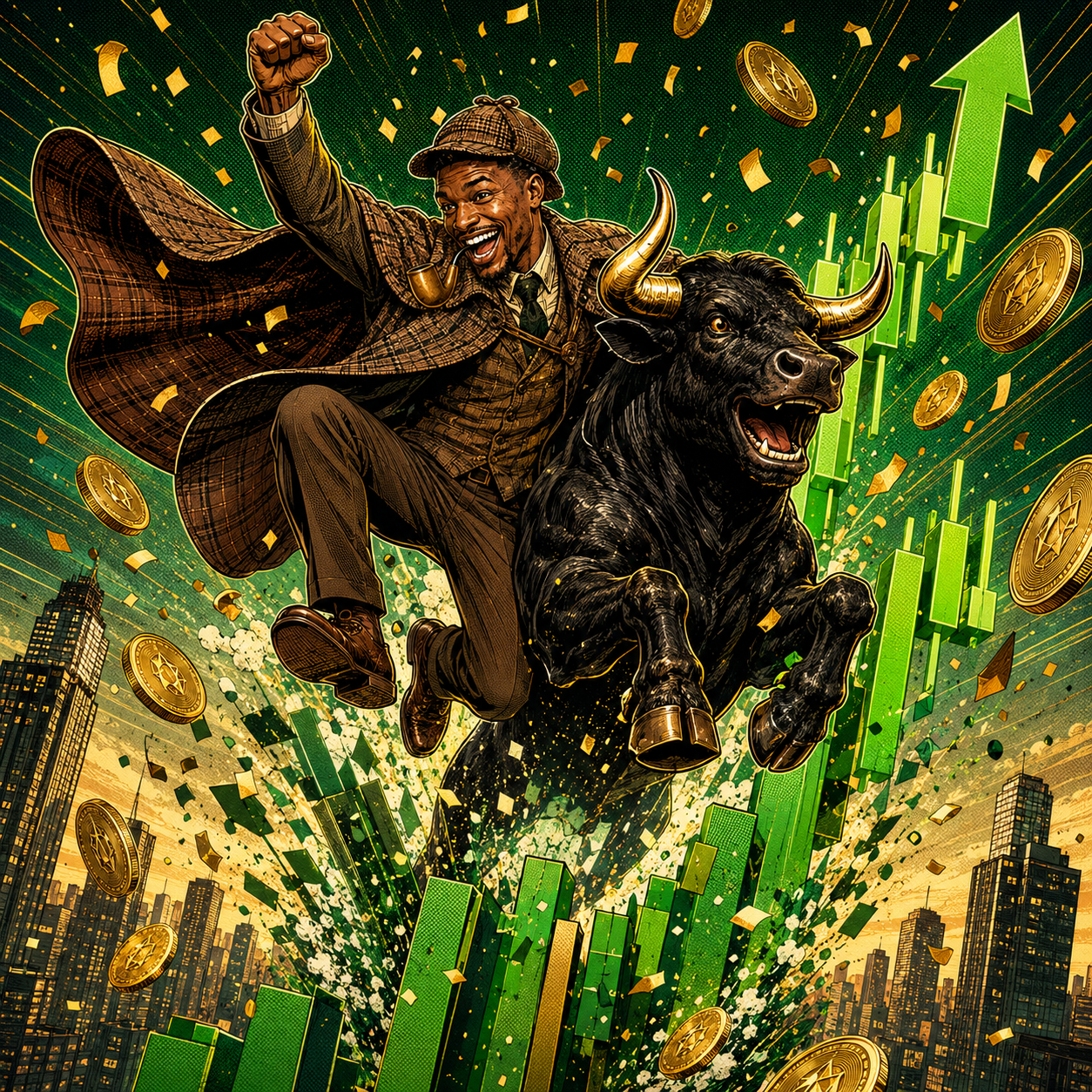 PipeAnsem riding the bull up the green candles